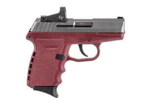 SCCY CPX-2 9mm pistol with red dot sight and crimson frame